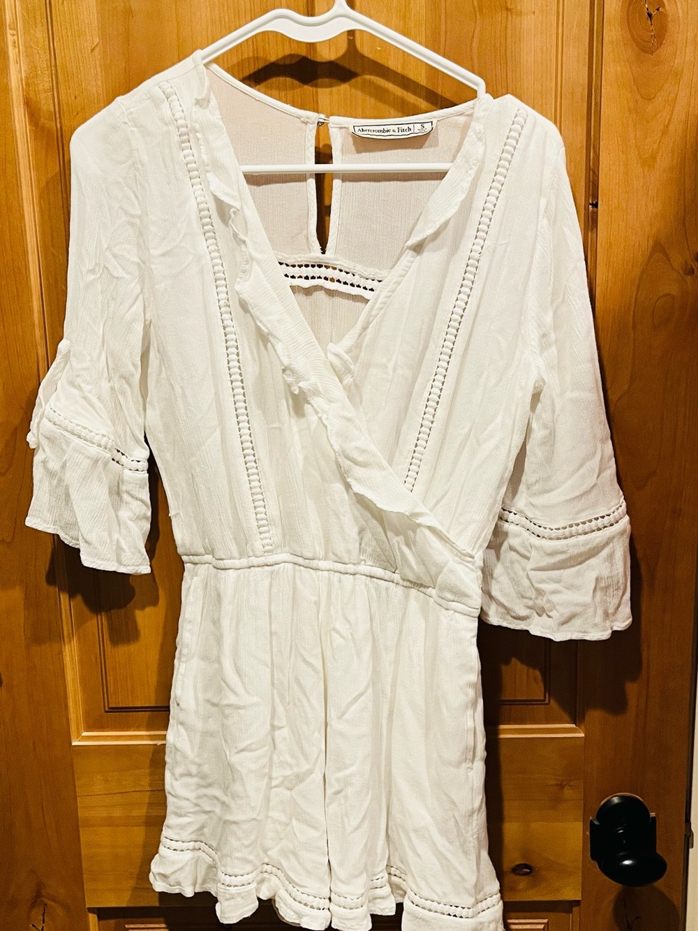 Abercrombie & Fitch Cream Boho Wrap Mini Dress